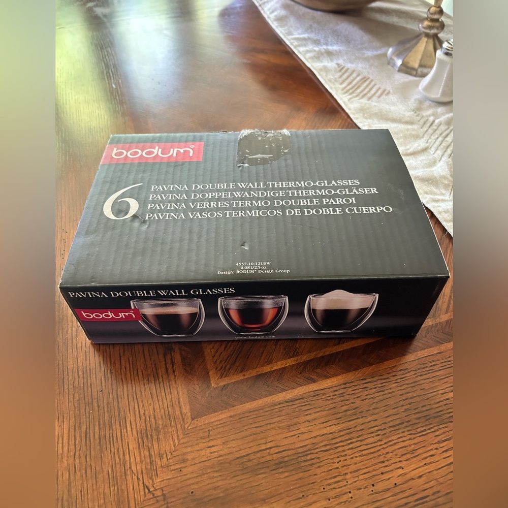 6 Bodum double walled espresso cups 2.7 ounces
